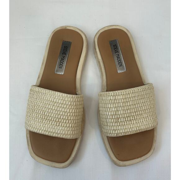 Steve Madden women's Neutral Woven Casual Slide on Sandal Size 7 - Picture 2 of 4